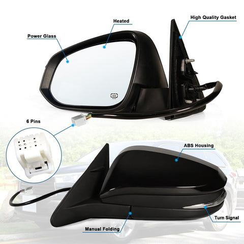 Left Driver side Mirror Fits 2014-2019 Toyota Highlander With Power Glass, He...