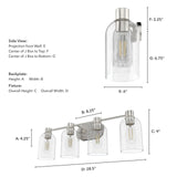 Hunter - Lochemeade 4-light Brushed Nickel, Medium Size Vanity Light, Dimmabl...