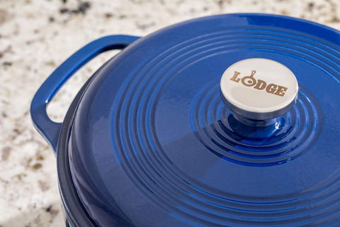 Lodge 6 Quart Enameled Cast Iron Dutch Oven with Lid &#8211; Dual Handles &#8211