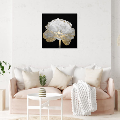 Oliver Gal 'Gold and Light Floral II' White Floral and Botanical Wall Art Can...