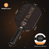 Tank 2 Carbon Fiber 16mm Pickleball Paddle | Tank-Like Durability and Sturdin...