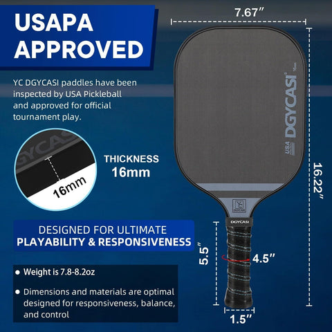 YC DGYCASI 16mm Pickleball Paddles Professional, 2024 USAPA Approved T700 Car...