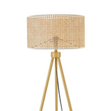 Globe Electric 65914 60" Floor Lamp, Faux Wood Tripod Base, Rattan Shade, On/...