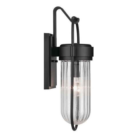 Kichler Brix 1-Light Textured Black Luxe Industrial Outdoor Wall Light with R...