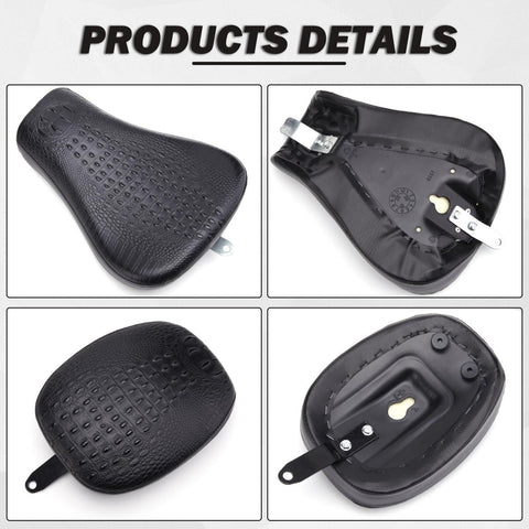 Black Crocodile Motorcycle Front Driver Solo Seat+Rear Passenger Pillion Pad ...