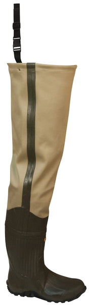 FROGG TOGGS Bull Frogg 3-ply PVC Canvas Bootfoot Hip Wader, Cleated or Felt 10