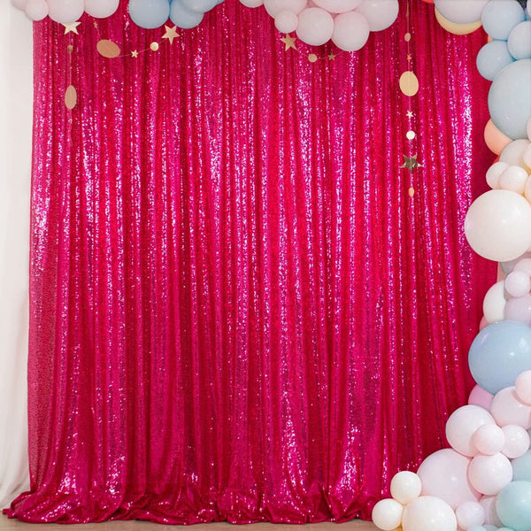 ShinyBeauty Hot Pink Sequin-Backdrop-Curtain 2Panels 5FTx10FT Glitter Wedding...