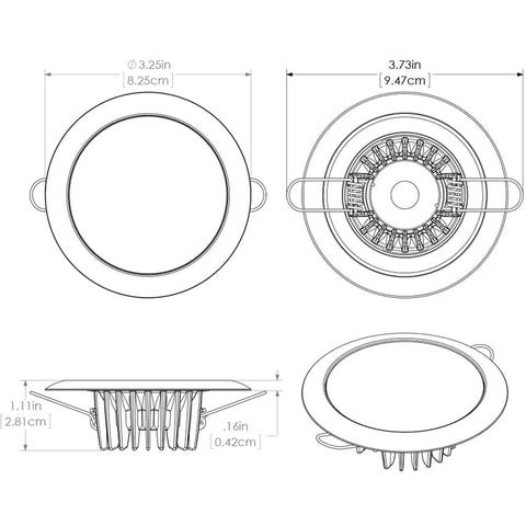 Lumitec LED Exterior or Interior Down Light, Flush Mount, High Output, Slim P...