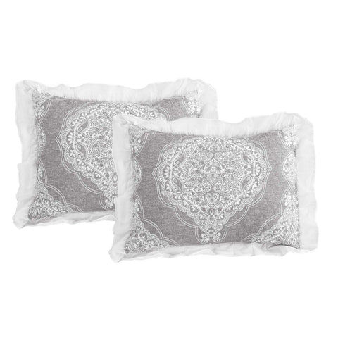 Lush Decor Lucianna Ruffle Edge Cotton 3 Piece Bedspread Set, King, Gray