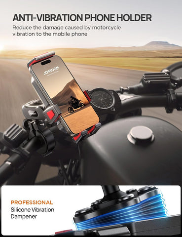 JOYROOM Aluminum Alloy Motorcycle Phone Mount with Vibration Dampener, Motorc...