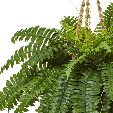 Nearly Natural Boston Fern Hanging Basket Green 29 x 29 x 29