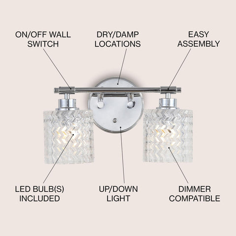 JONATHAN Y JYL3549A Spaulding Vintage 13" 2-Light Farmhouse Cottage LED Vanit...