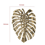 Benjara BM302603 19 in. Linzo Monstera Leaf Aluminum Wall Hanging Bowl Bright...