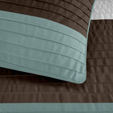 Chezmoi Collection Loft 8-Piece Luxury Striped Comforter Set (Full, Blue/Beig...