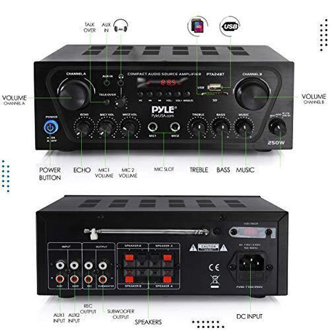 Pyle Upgraded Karaoke Bluetooth Channel Home Audio Sound Power Black