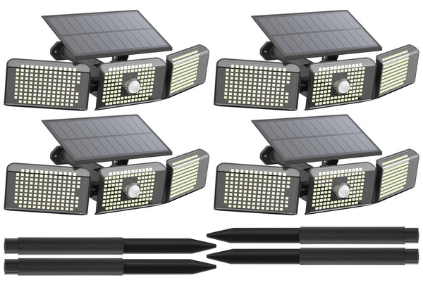 Motion Sensor Outdoor Lights, 3600LM 260 LED Solar Lights with 2 Install Opti...