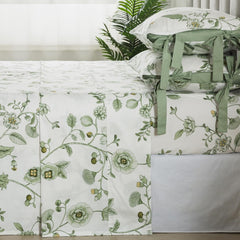 FADFAY Full Size Sheet Sets Green Floral Bedding Premium Percale Cotton Toile...