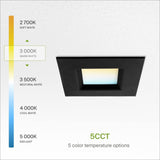 ASD 6 Inch Retrofit LED Square Recessed Lighting 5 CCT 2700/3000/3500/4000/50...