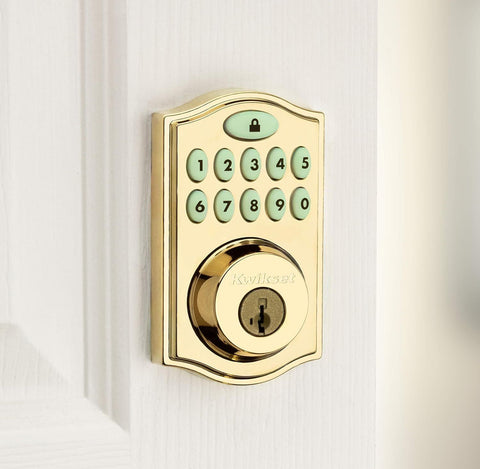 Kwikset 914 Traditional Keypad SmartCode Electronic Lifetime Polished Brass