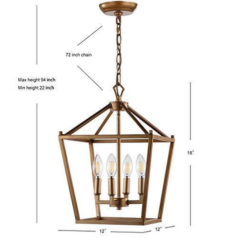 JONATHAN Y JYL7436B Pagoda Lantern Dimmable Adjustable 12", Antique Gold