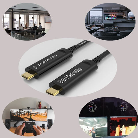 phoossno USB C to C Fiber Optical Cable USB 3.1 Type C Cable 10Gbps 50FT Comp...