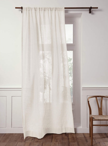 Solino Home 100% Pure Linen Sheer Curtain 108 Inches Long &#8211; European Flax