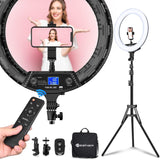 Yesker Ring Light 18" Wireless Remote LCD Screen with Tripod Stand 65W LED Ri...