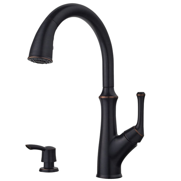 Pfister Tamera Kitchen Faucet with Pull Down Sprayer and Soap Dispenser, Sing...