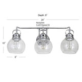 JONATHAN Y JYL7405A Shirley 24" 3-Light Metal/Bubbled Glass Vanity Light Cont...