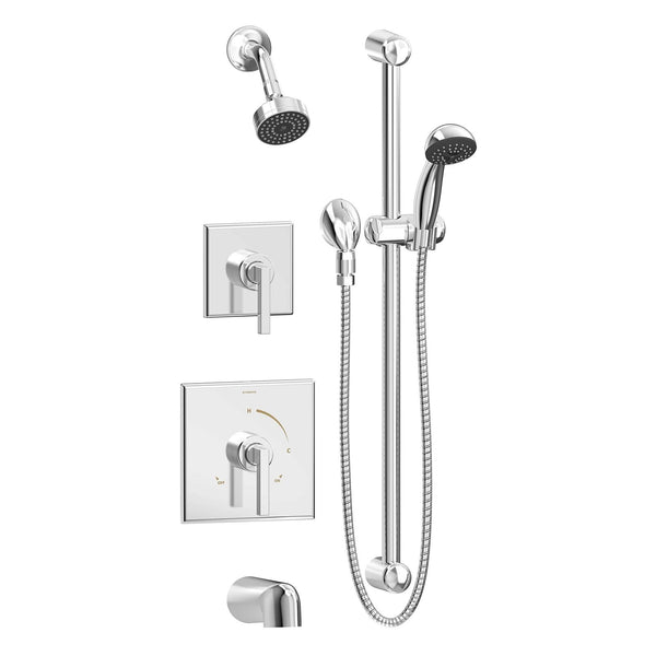 Symmons 3606-H321-V-1.5-TRM Duro 2-Handle Tub and 1-Spray Shower Trim with 1-...