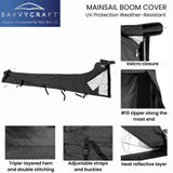 SavvyCraft Waterproof Mainsail Boom Cover, Heavy Duty 600D Sailboat Mainsail ...