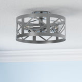 Modern Semi Flush Mount Ceiling Light Brushed Nickel 3-Light Round Lighting F...