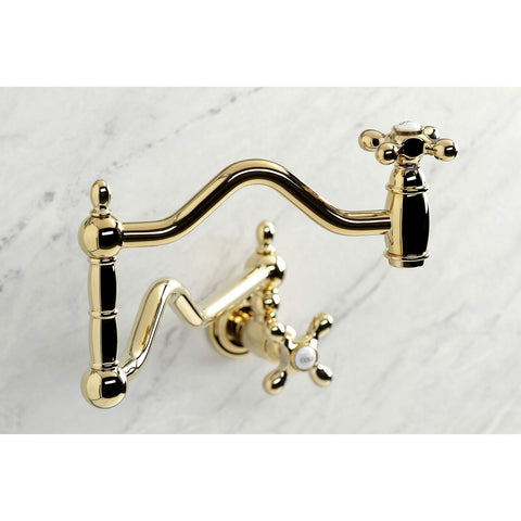 Kingston Brass KS2102AX Heritage Pot Filler, Polished Brass,24.13 x 2.19 x 11