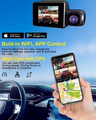 Dash Cam Camera For Cars Dashcam - Lehwey 3 Channel 4k 2160P+1440P+1080P Dash...