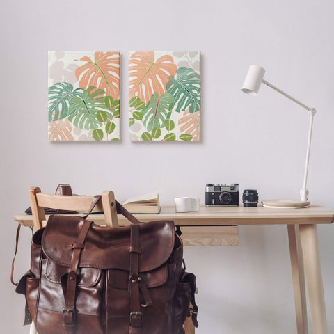 Stupell Industries Tropical Monstera Palm Leaves Green Orange, Design by June...