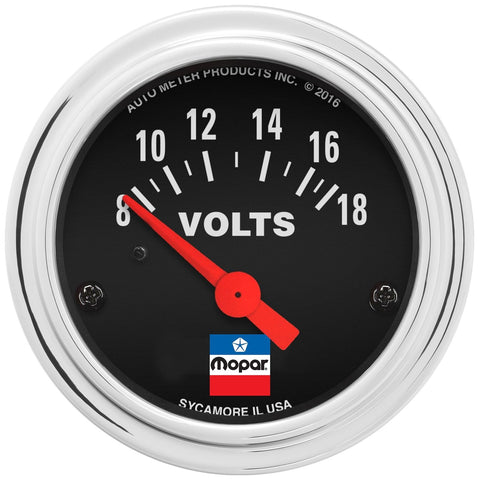 AUTO METER Voltmeter, 2-1/16", 8-18 Volts, Elec, Mopar Classic