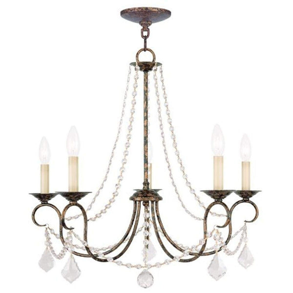 Livex Lighting 6515-71 Pennington 5 Light Chandelier, Hand Applied Venetian G...