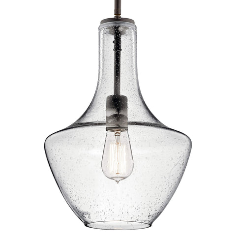 Kichler Everly 15.25" Kitchen Bell Pendant in Olde Bronze&#174;, 1-Light Clear S