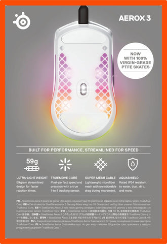 SteelSeries Aerox 3 - Holey RGB Gaming Mouse - Ultra-lightweight Water Resist...