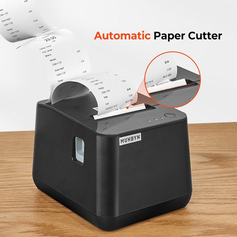 MUNBYN Thermal Receipt Printer P075, 3 1/8" 80mm POS Printer, USB Receipt Pri...