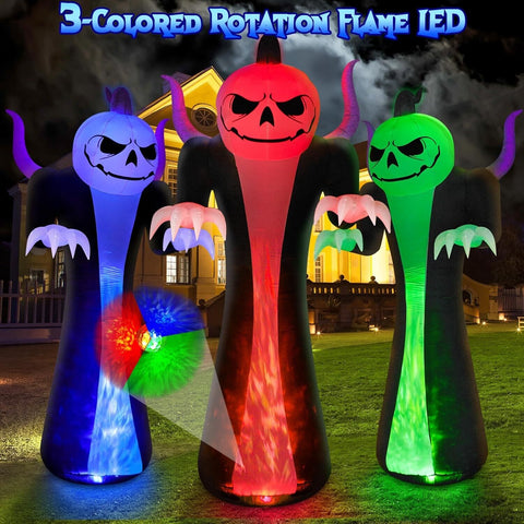12FT Halloween Inflatables Decoration Outdoor Giant Pumpkin Reaper Ghost with...