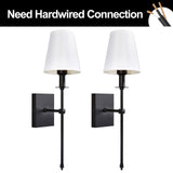 PASSICA DECOR Hardwired Wall Sconces Set of Two 2 Pack Black with Vertical Ro...