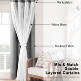 Hiasan Blackout Curtains with Sheer 84 Inches Long, Grommet Thermal Insulated...