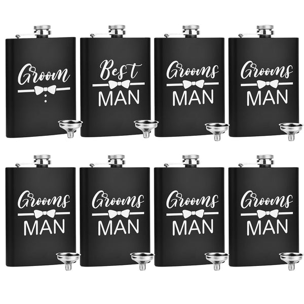 ELEGANTPARK Engraved Groomsman Gifts Set of 8 Groom Best Man Groomsman Flasks...