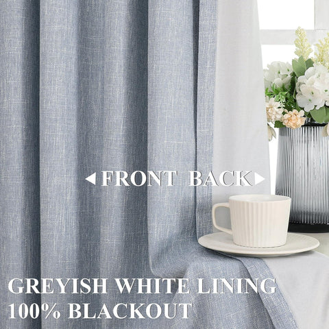 Vision Home Chambray Blue Full Blackout Curtains Pinch Pleated Room Darkening...