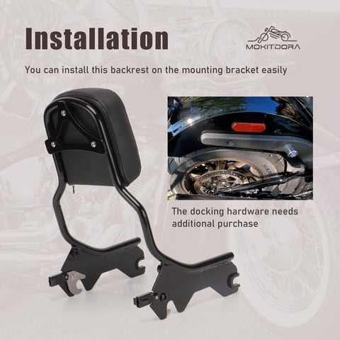 MoKitDora 16" Detachable Backrest Holdfast Sissy Bar for 2018-later Softail H...