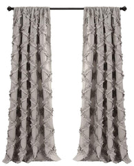 Lush Decor, Gray Ruffle Diamond Curtains Textured Window Panel Set for Living...