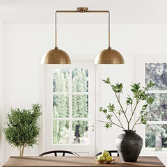 Nathan James Percy Modern 2-Light Pendant Island Light 1, Vintage Brass