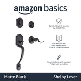 Amazon Basics Handleset with Shelby Lever - Single Cylinder - Matte Black