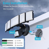 Olafus 100W LED Security Light Motion Sensor Outdoor Lights 2 Pack, Dusk to D...